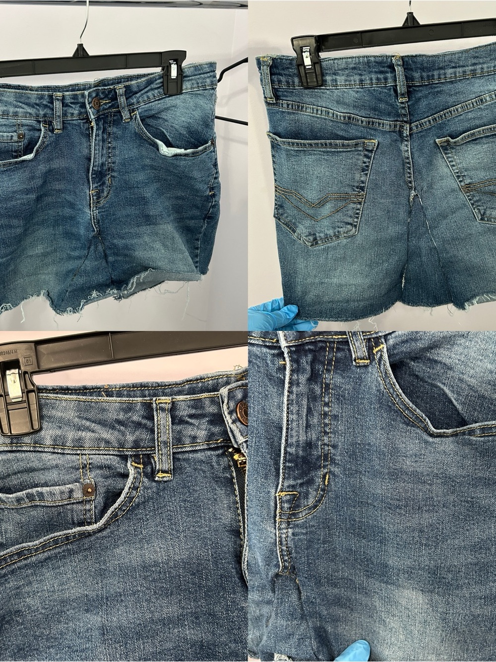 IZOD DIY Medium Wash Feathered Raw Hem Denim Skirt Size Small - “Dannie” - Picture 2 of 14